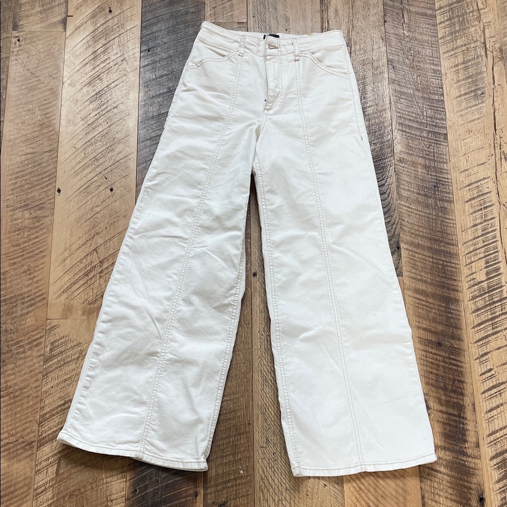 Maeve by Anthropologie Cream Wide Leg Jeans
